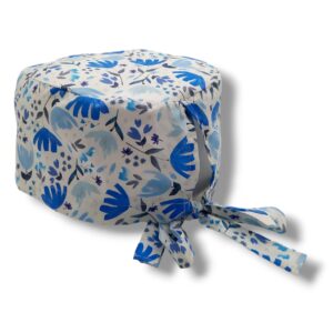 Cuffietta lacci - Fiori azzurri su bianco